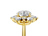 Yellow gold Round Diamond Cluster Halo Ring with Solitaire Band and Four-Prong Setting_28