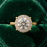Yellow gold Round Diamond Cluster Halo Solitaire with Four-Prong Setting_15