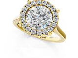 Yellow gold Round Diamond Cluster Halo Solitaire with Four-Prong Setting_81