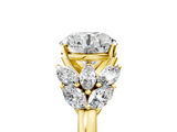 Yellow gold Round Diamond Cluster Leaf Design Ring with Prong Setting_60