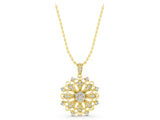 Yellow gold Round Diamond Cluster Milgrain Pendant_5