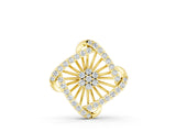 Yellow gold Round Diamond Cluster Pendant with Prong Setting_4