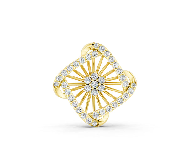 Yellow gold Round Diamond Cluster Pendant with Prong Setting