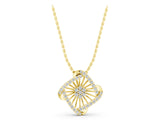 Yellow gold Round Diamond Cluster Pendant with Prong Setting_5