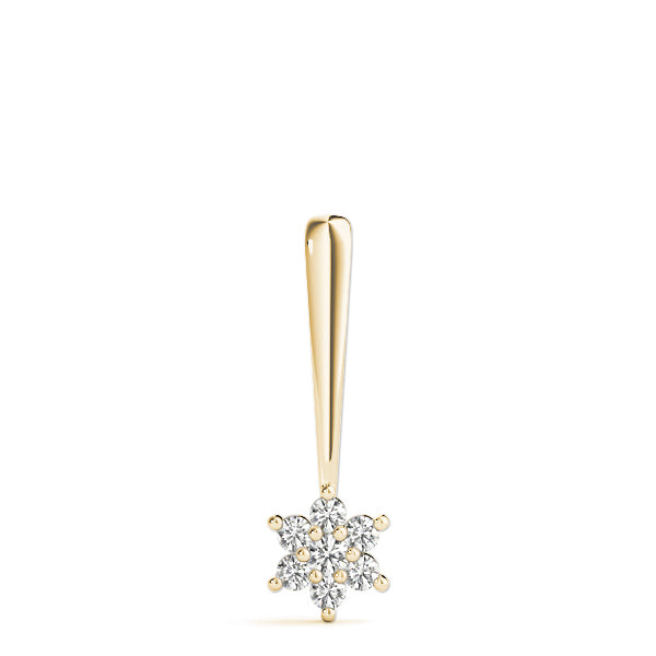 Yellow gold Round Diamond Cluster Pendant with Six-Prong Setting 1
