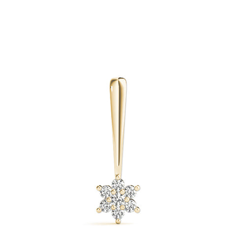 Yellow gold Round Diamond Cluster Pendant with Six-Prong Setting 1