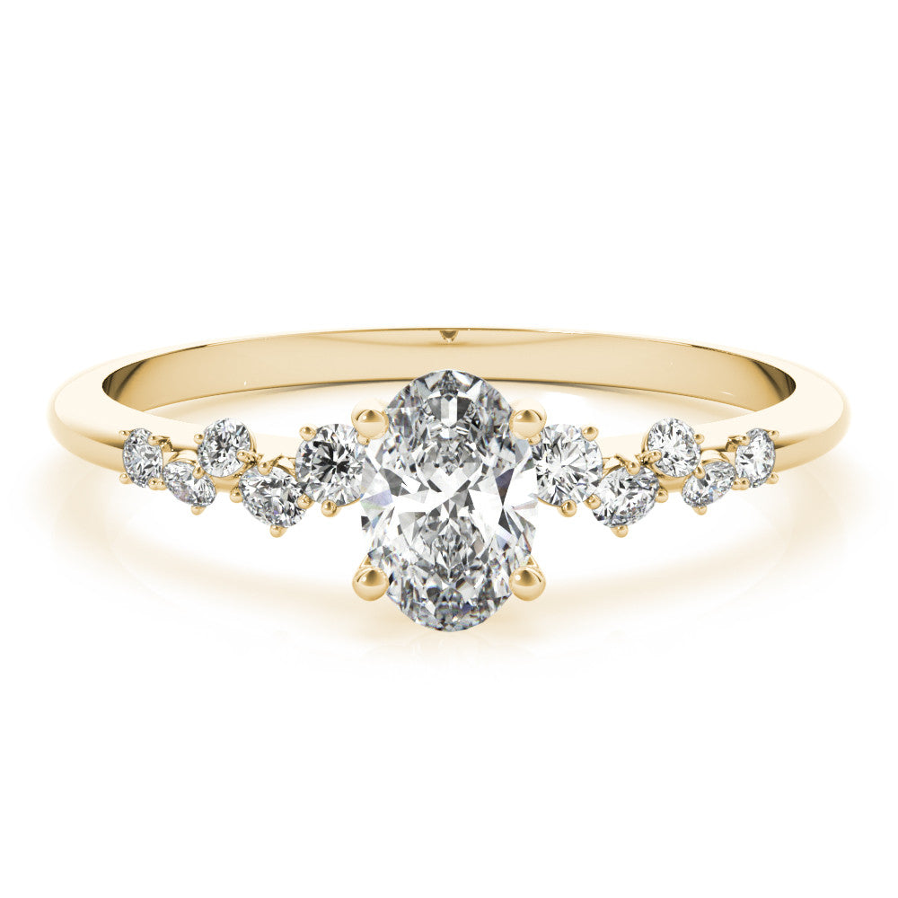 Yellow gold Round Diamond Cluster Prong-Set Solitaire Ring 1
