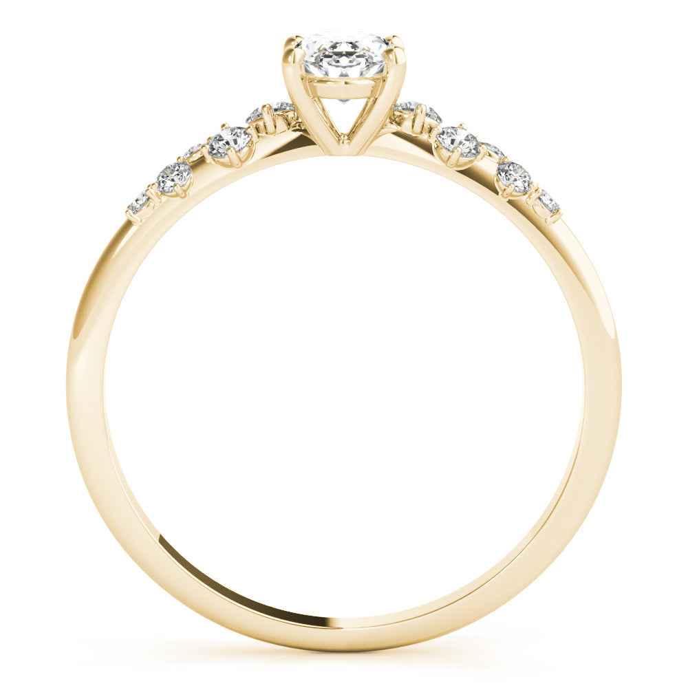Yellow gold Round Diamond Cluster Prong-Set Solitaire Ring 2