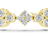 Yellow gold Round Diamond Cluster Tennis Bracelet with Bezel Setting and Four-Prong Clasp_3