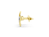 Yellow gold Round Diamond Curve Wave Stud Earrings_1
