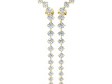 Yellow gold Round Diamond Curved Drop Earrings