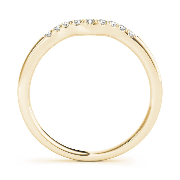 Yellow gold Round Diamond Curved Pavé Wedding Band 1