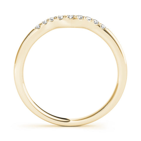 Yellow gold Round Diamond Curved Pavé Wedding Band 1