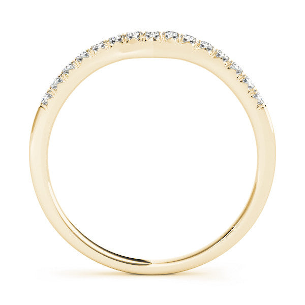 Yellow gold Round Diamond Curved Pavé Wedding Band with Shared Prong Setting 1