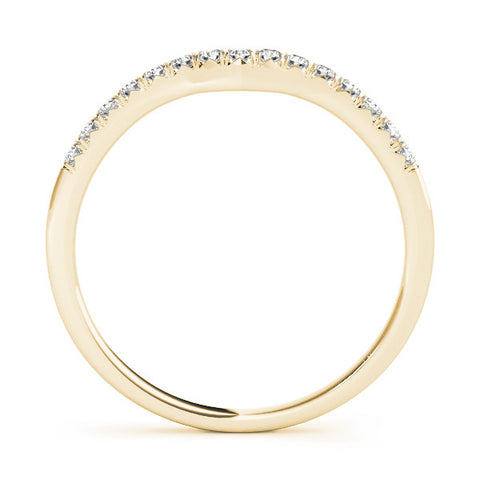 Yellow gold Round Diamond Curved Pavé Wedding Band with Shared Prong Setting 1