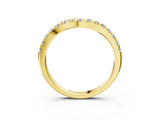Yellow gold Round Diamond Curved Pavé Wedding Band with Shared Prong Setting_7