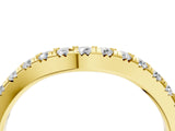 Yellow gold Round Diamond Curved Pavé Wedding Band with Shared Prong Setting_8