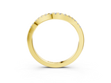 Yellow gold Round Diamond Curved Pavé Wedding Band with U-Prong Setting_22