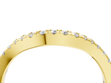 Yellow gold Round Diamond Curved Pavé Wedding Band with U-Prong Setting_23