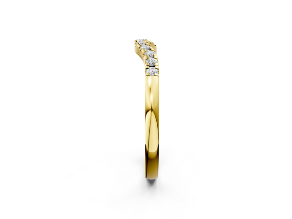 Yellow gold Round Diamond Curved Pavé Wedding Band