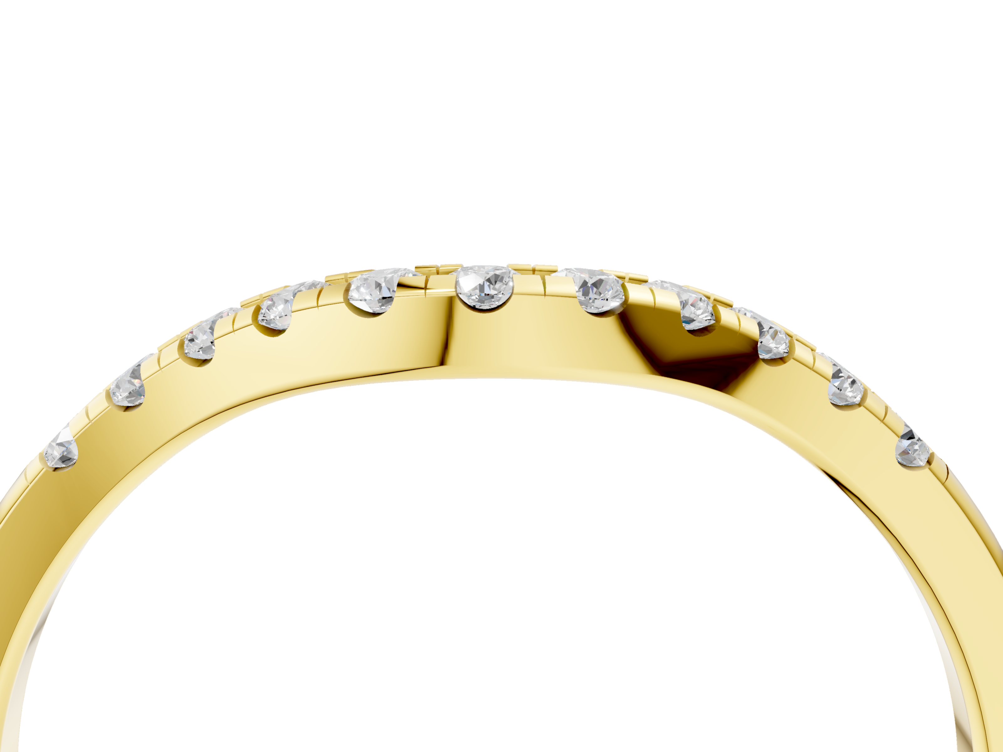 Yellow gold Round Diamond Curved Pavé Wedding Band_8