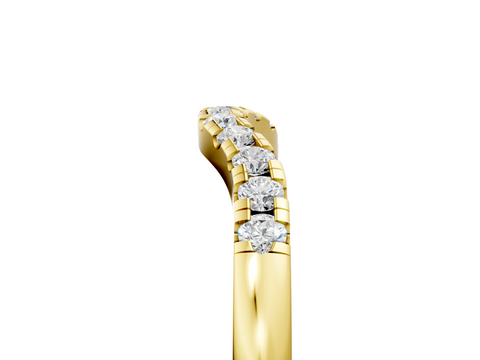 Yellow gold Round Diamond Curved Pavé Wedding Band_9