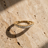 Yellow gold Round Diamond Curved Wedding Band with Channel Setting_124