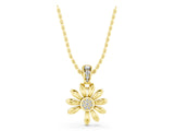 Yellow gold Round Diamond Daisy Flower Pendant with Diamond Accents_9