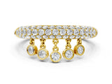 Yellow gold Round Diamond Dangle Promise Ring with Round Diamond Pavé