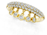 Yellow gold Round Diamond Dangle Promise Ring with Round Diamond Pavé_1