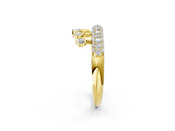 Yellow gold Round Diamond Dangle Promise Ring with Round Diamond Pavé_2