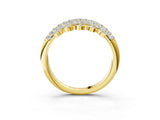 Yellow gold Round Diamond Dangle Promise Ring with Round Diamond Pavé_3