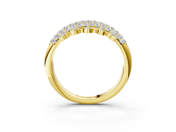 Yellow gold Round Diamond Dangle Promise Ring with Round Diamond Pavé