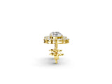 Yellow gold Round Diamond Double Halo Stud Earrings with Prong Setting_173