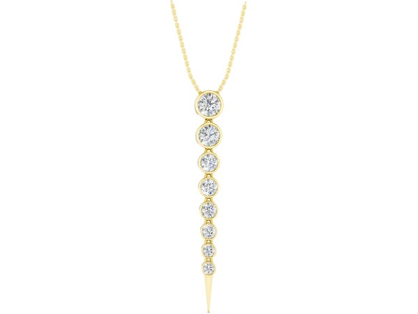 Yellow gold Round Diamond Drop Necklace with Bezel Setting