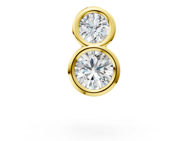 Yellow gold Round Diamond Duo Flatback Earring