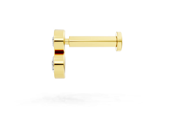 Yellow gold Round Diamond Duo Flatback Earring