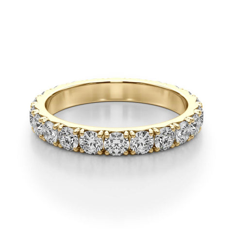Yellow gold Round Diamond Eternity Band with Pavé Setting and Shared Prong 1