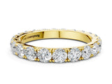 10K Yellow Gold Round Diamond Eternity Band with Pavé Setting and Shared Prong