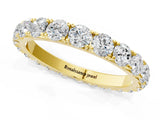 10K Yellow Gold Round Diamond Eternity Band with Pavé Setting and Shared Prong