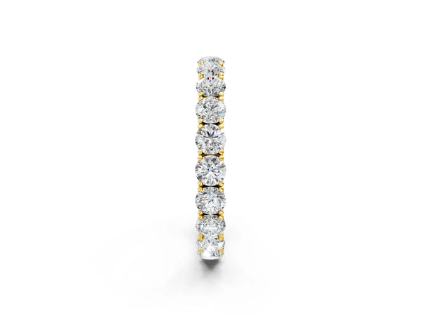 10K Yellow Gold Round Diamond Eternity Band with Pavé Setting and Shared Prong