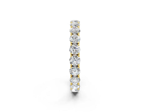 10K Yellow Gold Round Diamond Eternity Band with Pavé Setting and Shared Prong