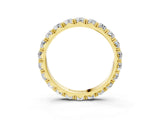 10K Yellow Gold Round Diamond Eternity Band with Pavé Setting and Shared Prong