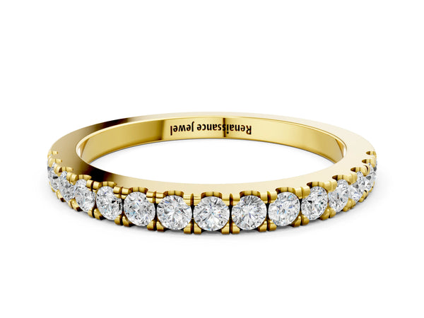 Yellow gold Round Diamond Eternity Band with Prong Setting