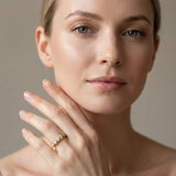 Yellow gold Round Diamond Eternity Band with Twist Prong Setting_22
