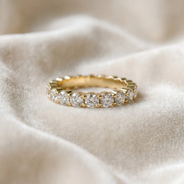 Yellow gold Round Diamond Eternity Band with U-Prong Setting
