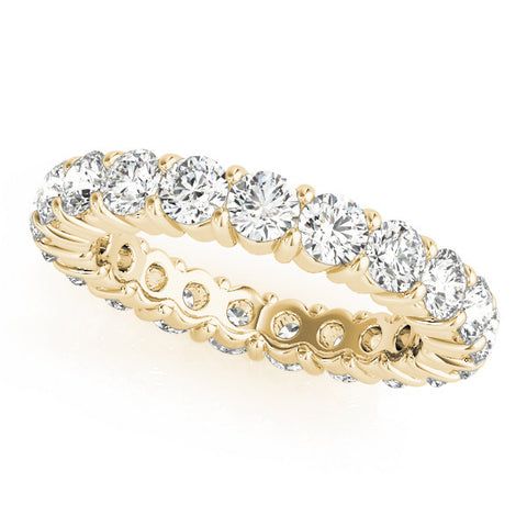 Yellow gold Round Diamond Eternity Band with U-Prong Setting