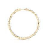 14K Yellow Gold 2.64 Carat E VS Round Diamond Eternity Hoop Earrings with Pavé Setting and Shared Prong