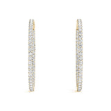 14K Yellow Gold 2.64 Carat E VS Round Diamond Eternity Hoop Earrings with Pavé Setting and Shared Prong