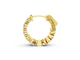 Yellow gold Round Diamond Eternity Hoop Earrings with Scalloped Band and Four-Prong Setting_15